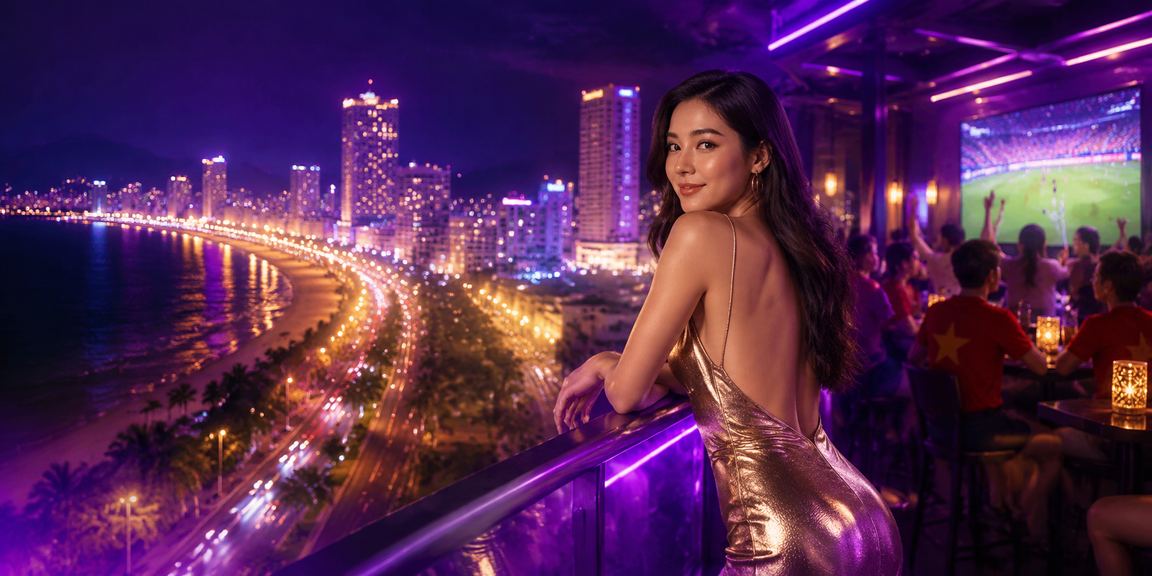 Ánh đèn neon Nha Trang về đêm với người dùng theo dõi thể thao và nhận hoàn tiền